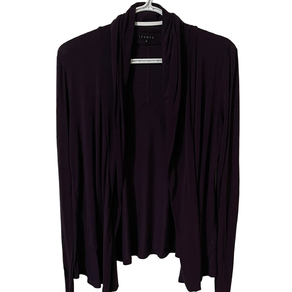 Theory Deep Purple Knit Open Cardigan Size Small